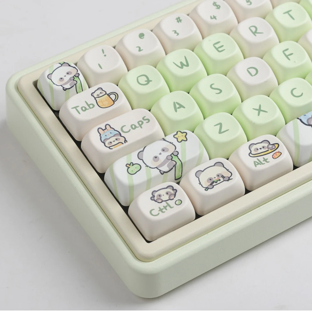 MOA Keycaps Match Panda Anime Cartoon PBT Keycap For Mx Switch Mechanical Keyboard Dye Sub MOA Profile Key Caps Custom DIY GK61