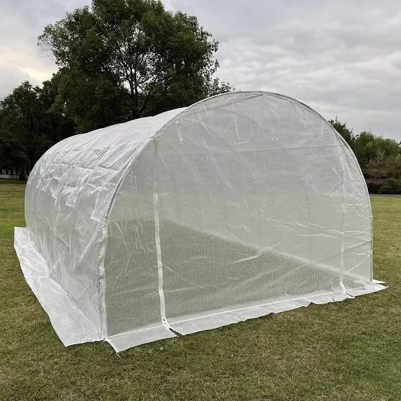Single Span Tropical Rainproof 6x3 Galvanized Steel Frame Garden Greenhouse for White PE Mesh Cover UV Protection Eco