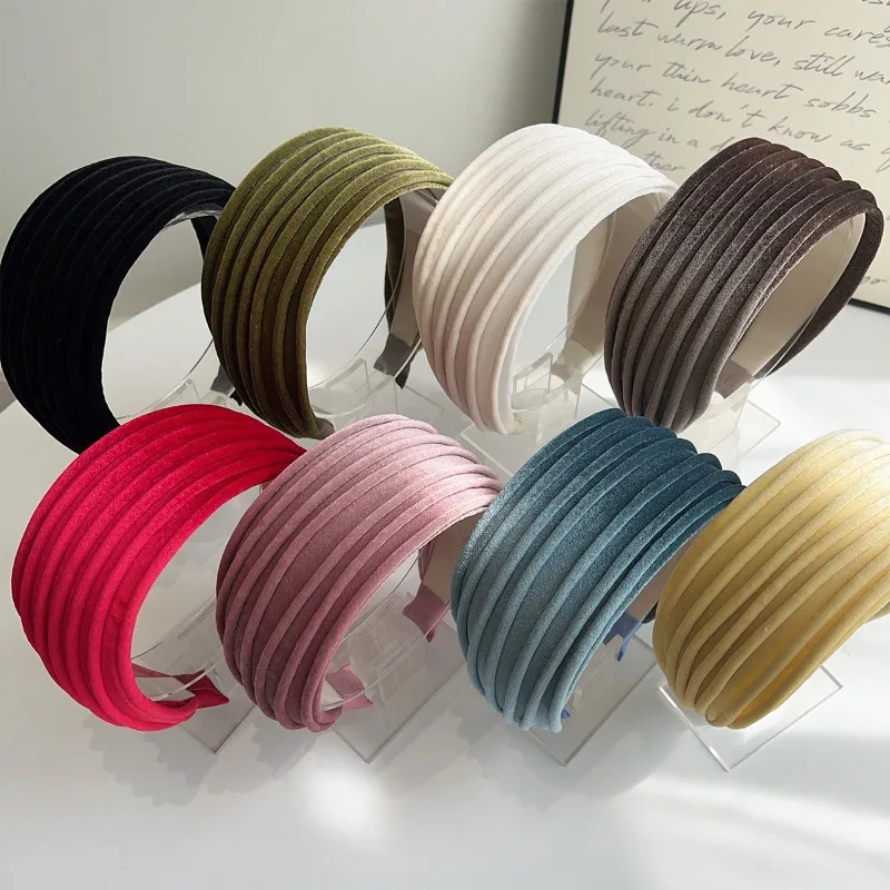 1/2pcs Pleated Velvet Wide-brimmed Headband for Women retro Headband hair Accessories Elegant hair band