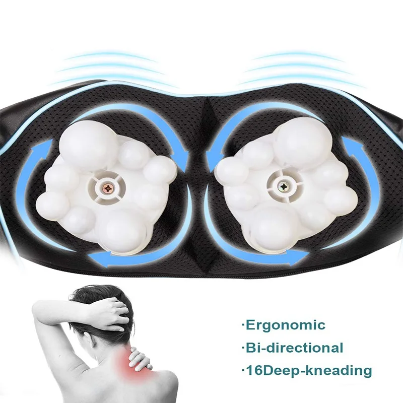 High Quality Best 3D Shiatsu Kneading Back and Neck Massager Electric Shoulder Massage Belt with Rotation Infrared Heating