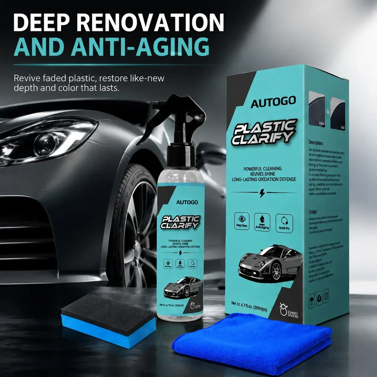 200ML Waterless Spray Wax, Multi-Functional Plastic Coating, Car Interior Cleaner, Leather/rubber Protector, DIY Auto Care
