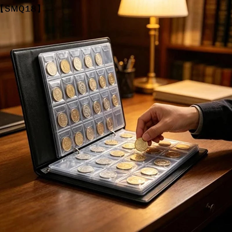 PU Leather Coin Storage Collection Album Clear Visible Protective Pockets Big Capacity for Beginner Senior Coin Collectors