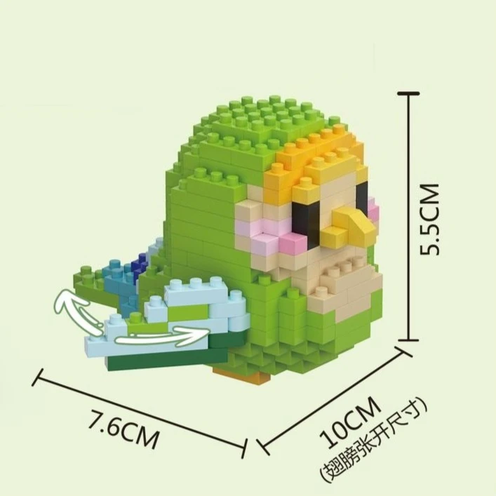 นกแก้วอนุภาคเล็กๆน่ารักนกชุดบล็อกตัวต่อและของเล่นเพื่อการศึกษาเด็กชายและเด็กหญิงของขวัญวันเด็ก