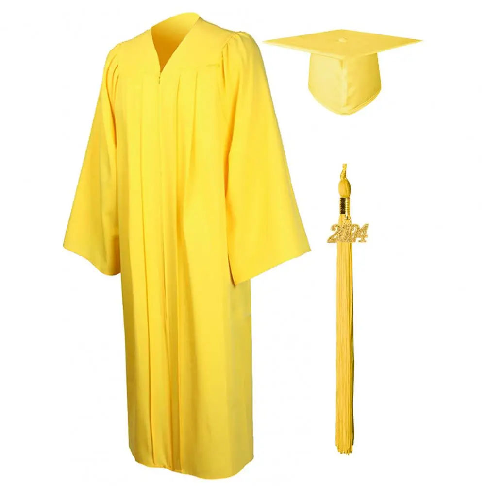 Graduation Gown Cap Tassel Set 2024 Bachelor Cap With Tassel High School Graduation Ceremony Gown Cap Set Loose Academic Uniform