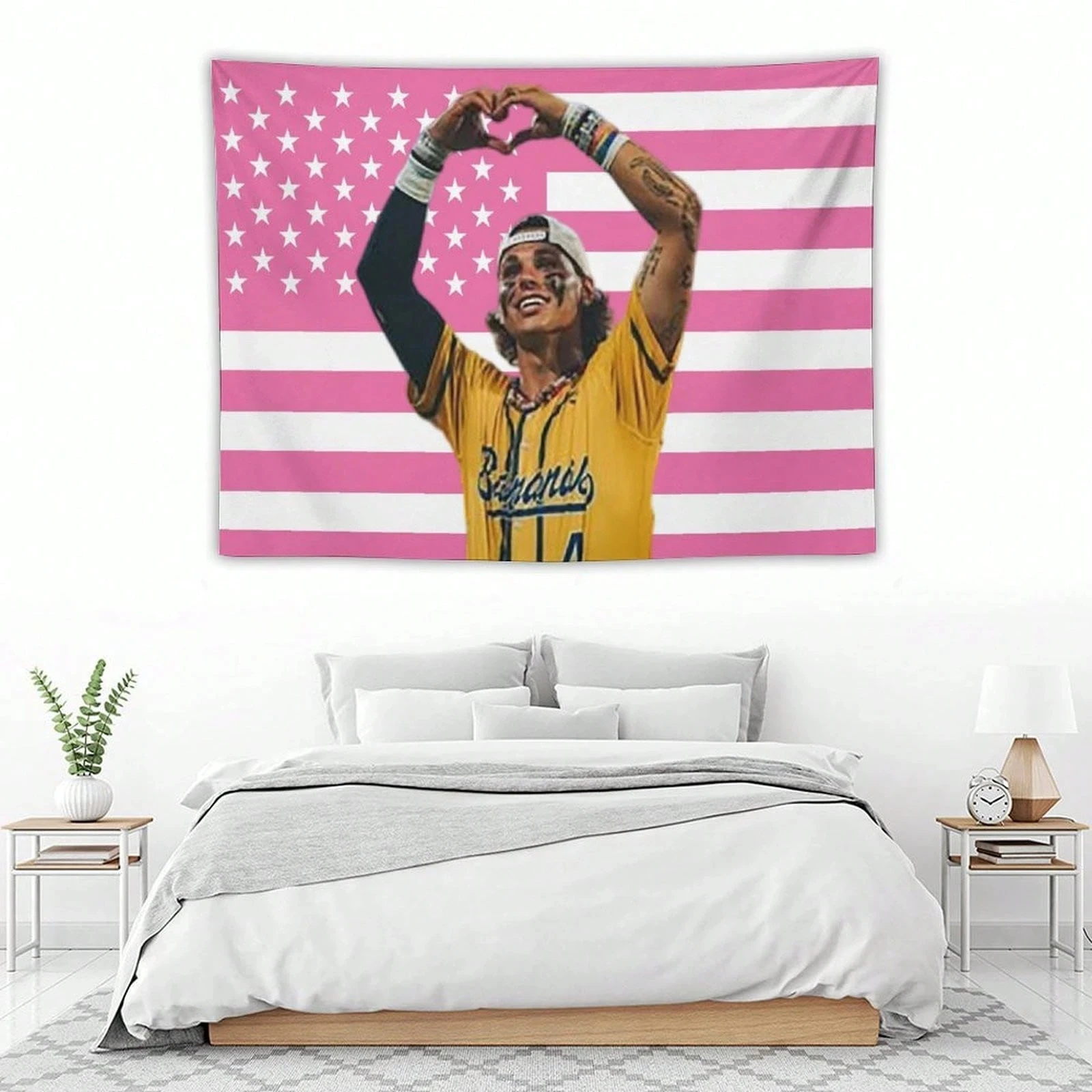 1pc KJ Jackson Pink Flag Tapestry, Tapestry As A Holiday Gift, Wall Hanging Banner for Bedroom Dorm Room Background Decor Gift