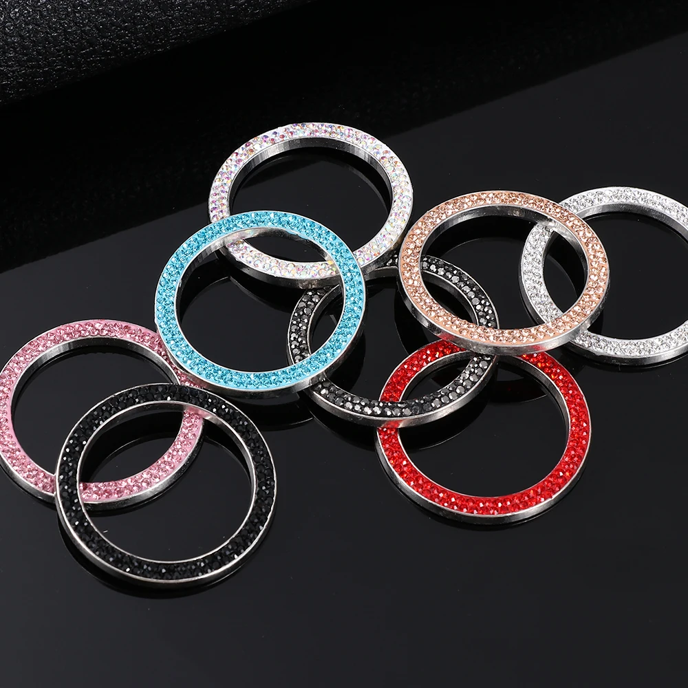 Start Switch Rhinestone Diamond Decorative Accessories Diamond Ring Stop Ignition Push Button Switch Cover One-Key Engine Start