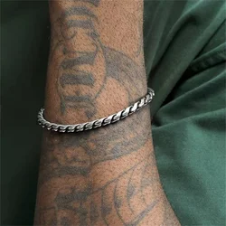 5mm Retro Silver Color Men's 316 Stainless Steel Bracelet Hip Hop S Alloy Bracelet Fashion Jewelry Retro Bracelet Accessories
