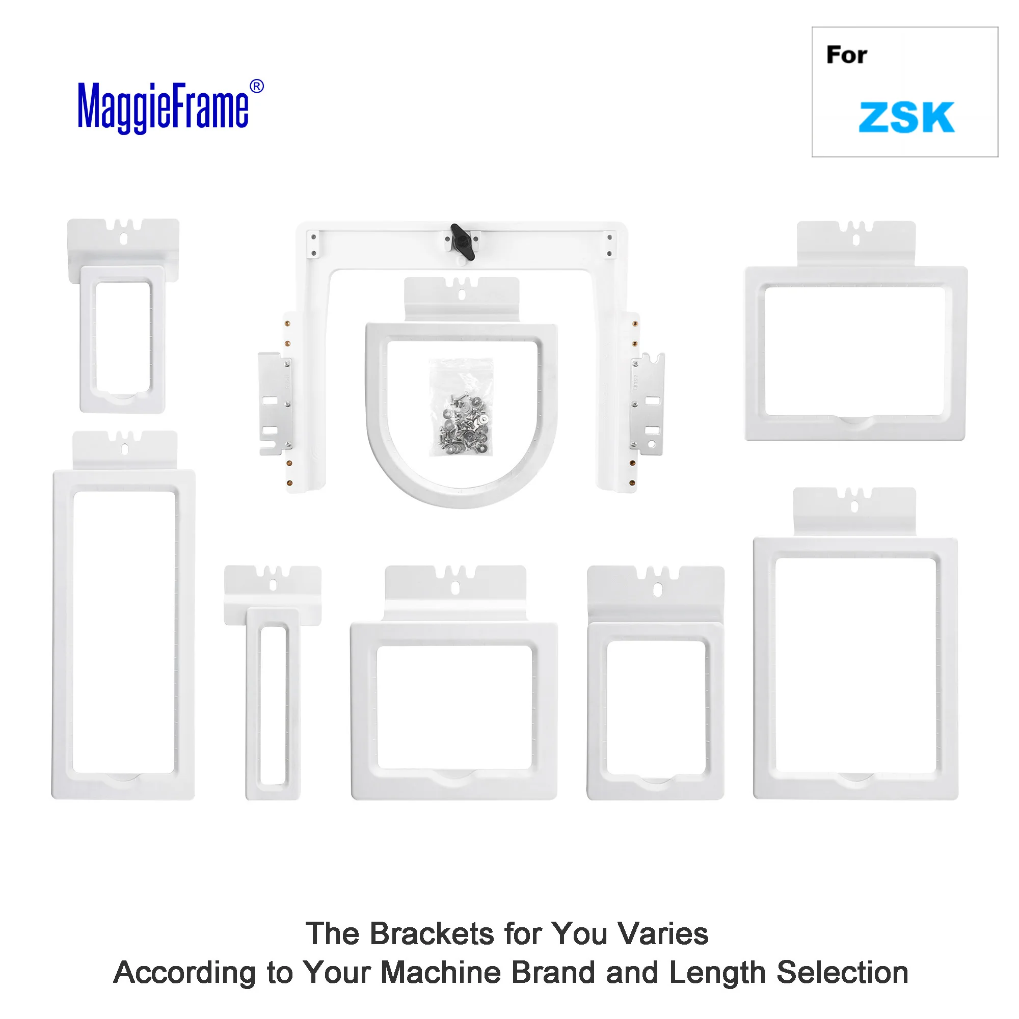 8in1 Fast Magna Frame Magnetic Frame Hoop for ZSK Racer 1W, 1WL, 1XL ,4W Sprint 5/6/7/7L/7XL/8 etc  Embroidery Machine