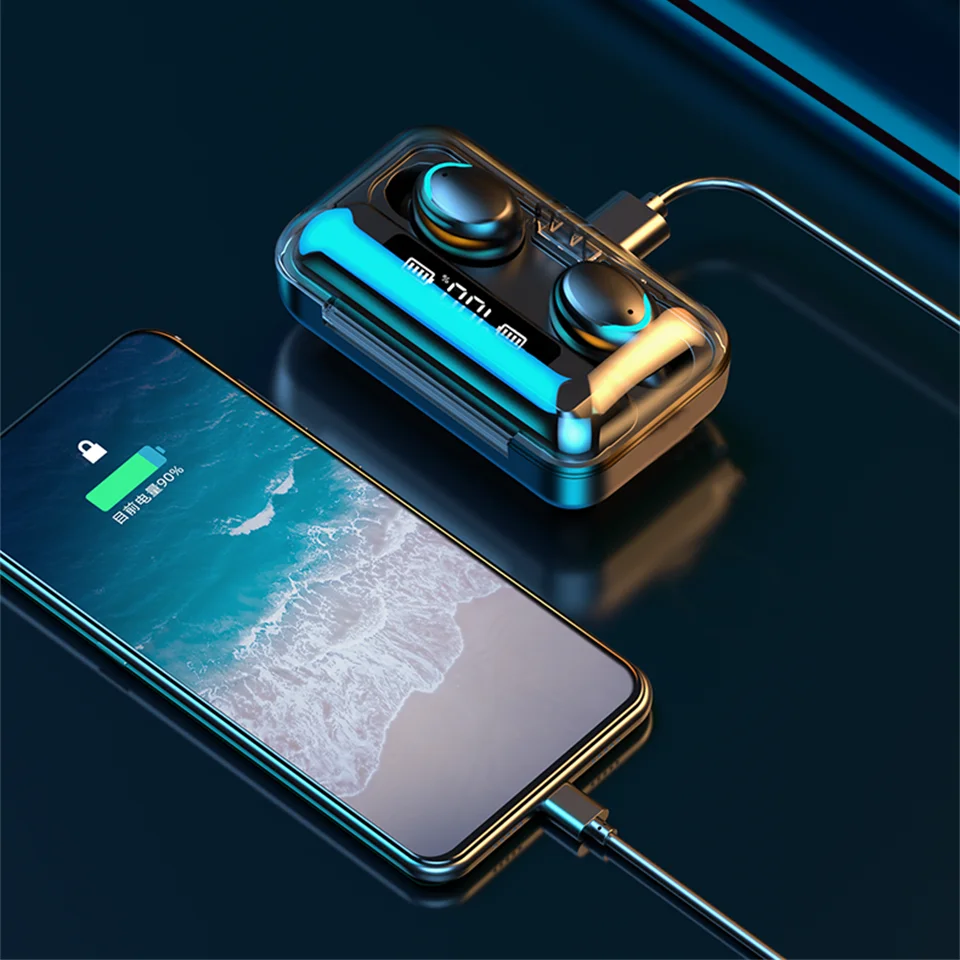 TWS Bluetooth 5.1 Earphones 2200mAh Charging Box Wireless Headphone 9D Stereo Sports Waterproof Earbuds Headsets With Microphone