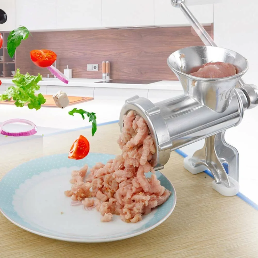 Heavy Duty Meat Mincer Grinder Durable Manual Adjustable Sausage Filler Hand Operated Aluminum Alloy Filling Machine Household