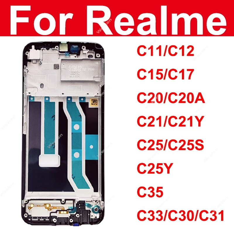 LCD Screen Frame Cover For Realme C35 C33 C31 C30 C25 C25Y C25S C20 C21 C21Y C17 C15 C11 Front Frame Housing Parts