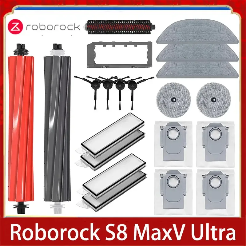 

new Roborock S8 MaxV Ultra Accessories Robot Vacuum Cleaner Main Side Brush Hepa Filter Mop Dust Bags Spare Parts