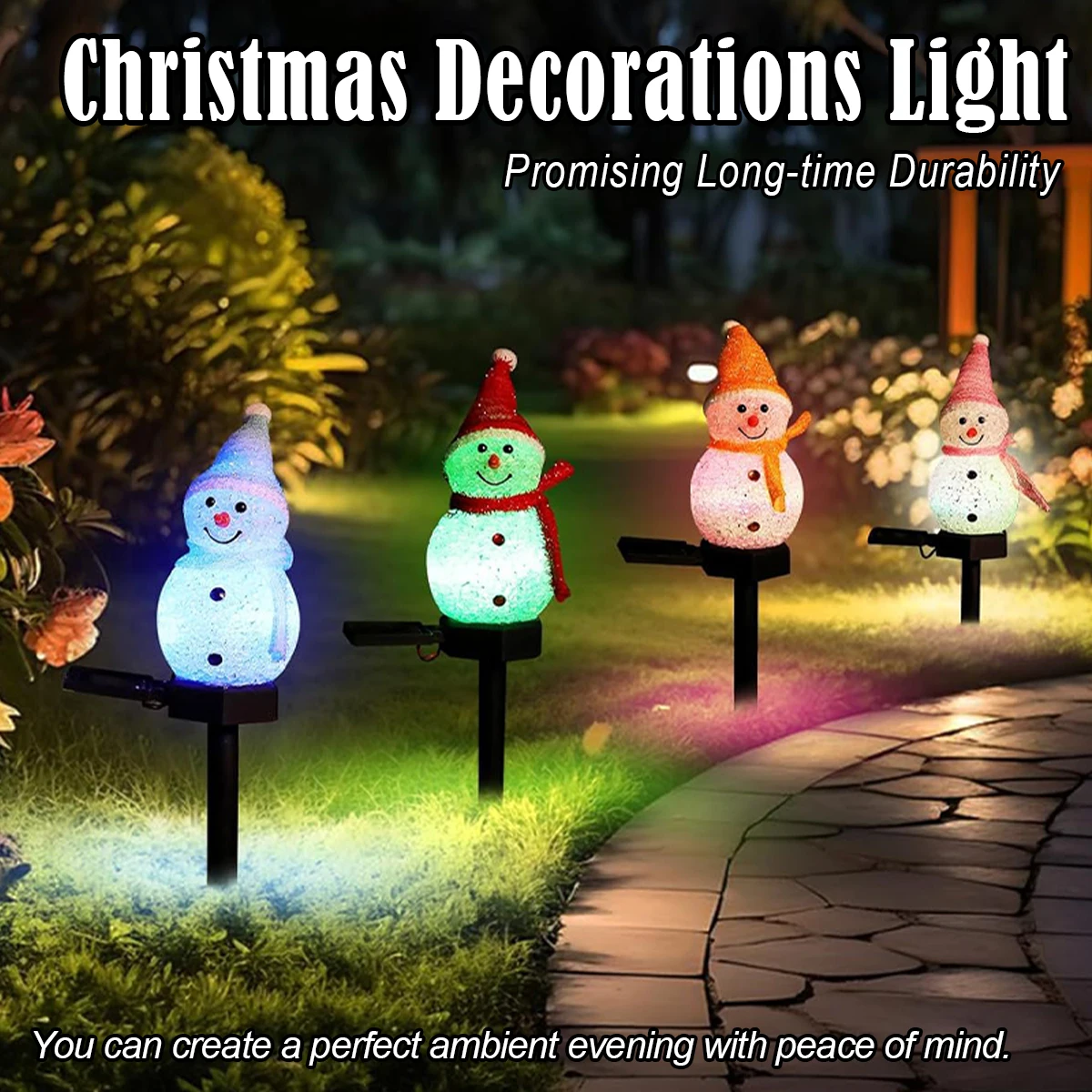 

Christmas Solar Light For 4 Colors For christmas Lamp Decorative lighting Led Snowman light Garden Lights Ground plug Outdoor