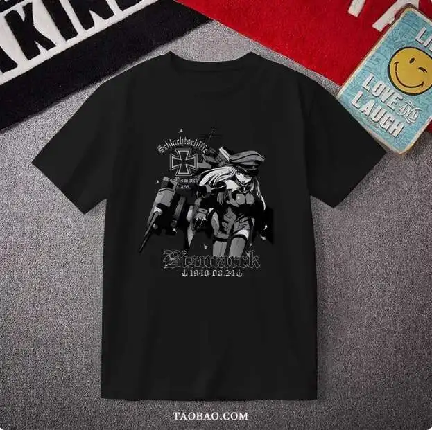 

Anime Kancolle Bismarck Short Sleeve T-Shirt Summer Cosplay Student Loose Tops anime