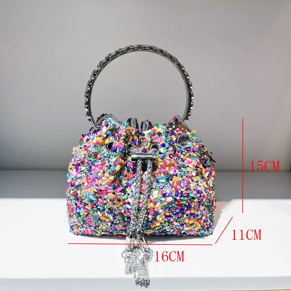 Handle Rhinestones Evening clutch Bag Purses and handbag luxury Designer shoulder bag Shiny Crystal Clutch purse bucket bag