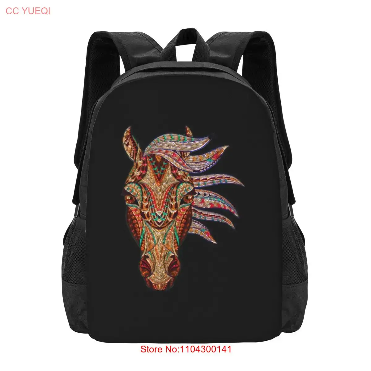 horse spirit geometric fractal animal pattern  Collaboration Backpack Large Capacity Cute Foldable  Clothes Backpacks