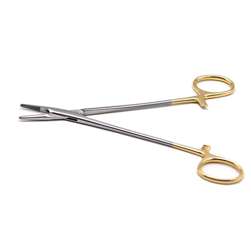 1PC Medical Needle Holder Plier With TC Head German Reusable Stainless Steel Gold Plated Handle Orthodontic Forcep Surgical Tool