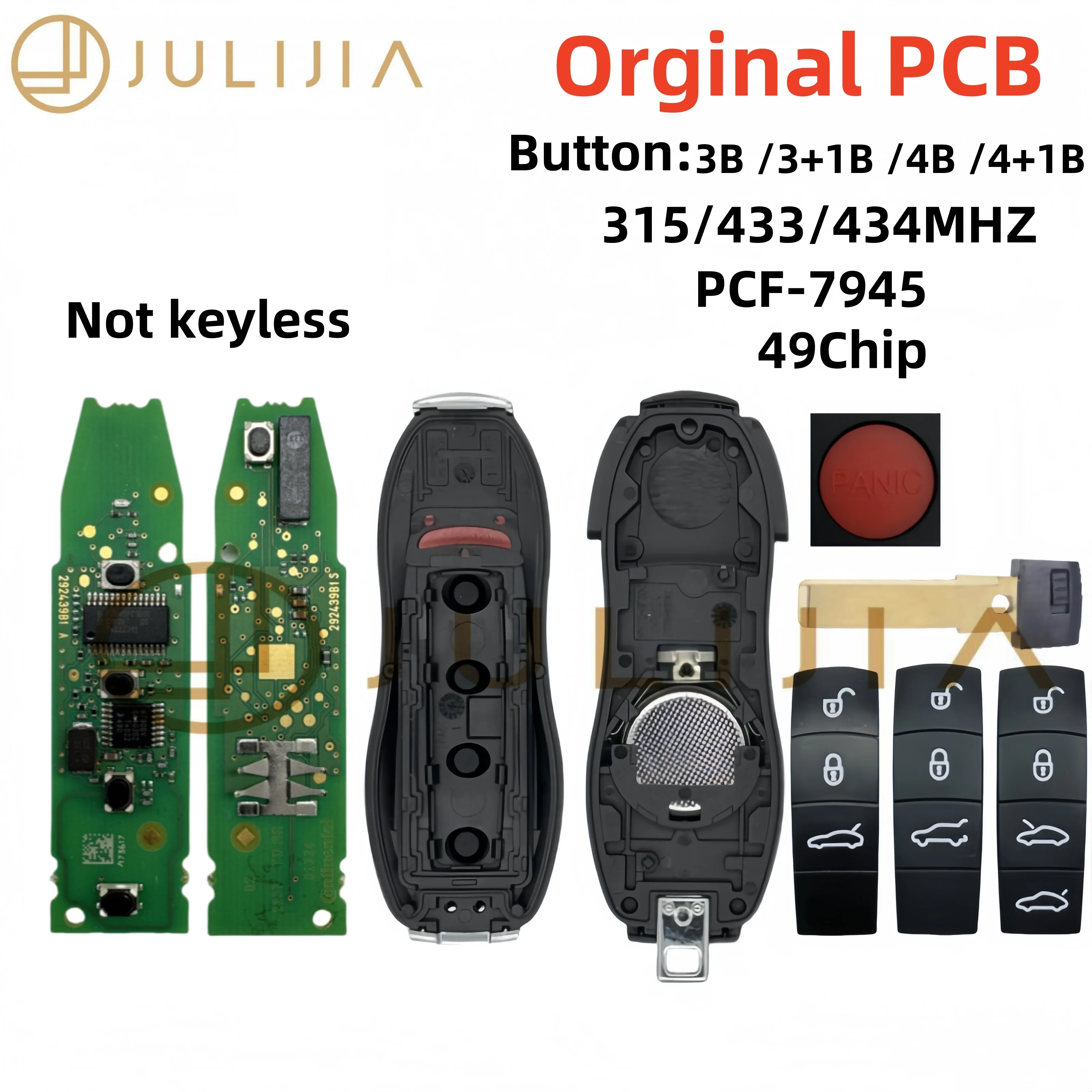 

pcb original para porsche 911 boxter cayenne (958) 2010 - 2017 315/433/434mhz 7945p chip chave inteligente sem chave kr55wk50138