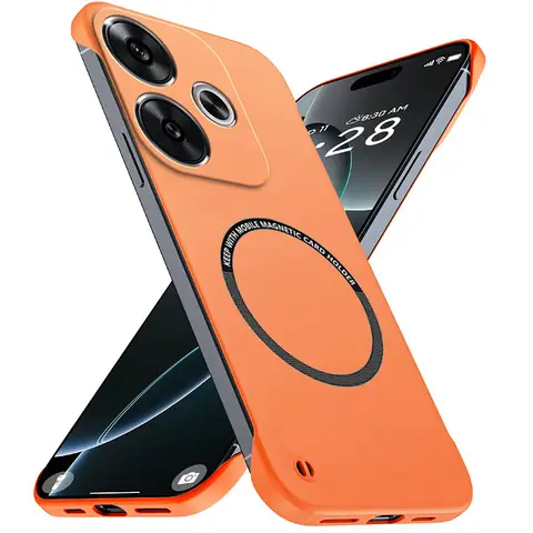 Magnetic Slim for POCO F6 Pro POCOF6 F6Pro Frameless Phone Cases Matte Anti-Scratch Hard PC Cover Borderless Shockproof Armor