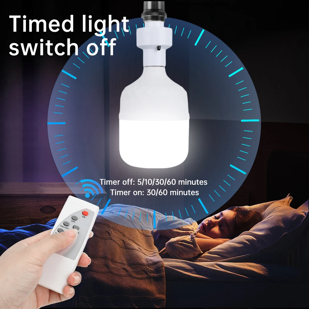ワイヤレスリモコン E27 ランプホルダー AC85-265V 赤外線スマートコンバーチブル LED ランプホルダー、時限リモコン付き