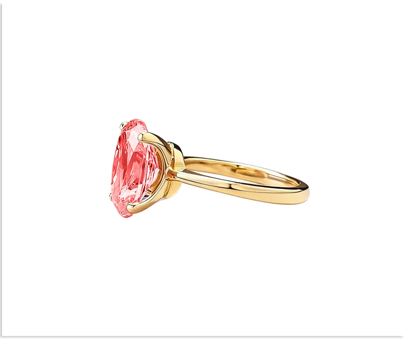 JEWELLWANG 18K Gold Personalisierte Ringe Ovaler Schliff Laborgezüchteter Saphir Padparadscha Ring Damen Verlobungs- und Antragsring Edelschmuck – Detail 16
