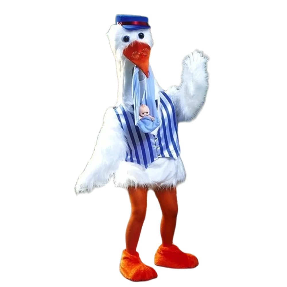 High Quality White Stork Mascot Costume with Baby Gift Adult Size Professional Mother and Baby Advertising Mascotte Outfit SW551