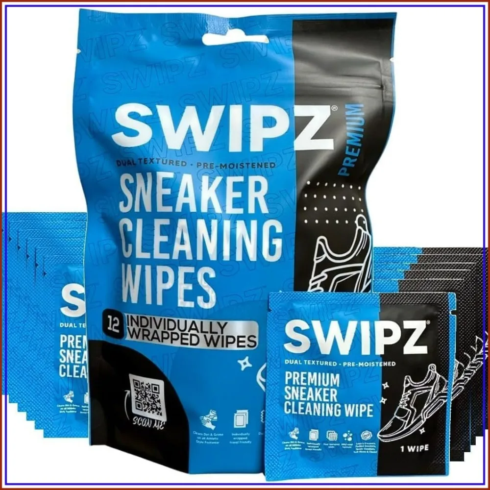 Instant Shoe Cleaner Wipes – Restore White Sneakers & Soles, Remove Scuffs, 12 Travel Packs