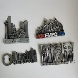 Luxembourg Cordoba Morocco Switzerland Italy Paris Portugal Seattle-opener Metal magnet fridge stickers