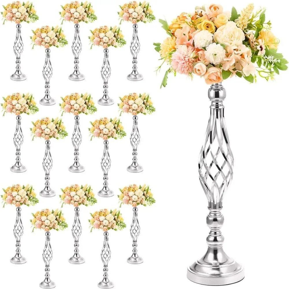 

20 Pcs Metal Flower Arrangement Stand Wedding Flower Centerpieces Stand Elegant Metal Flower Vase Candelabra Candle