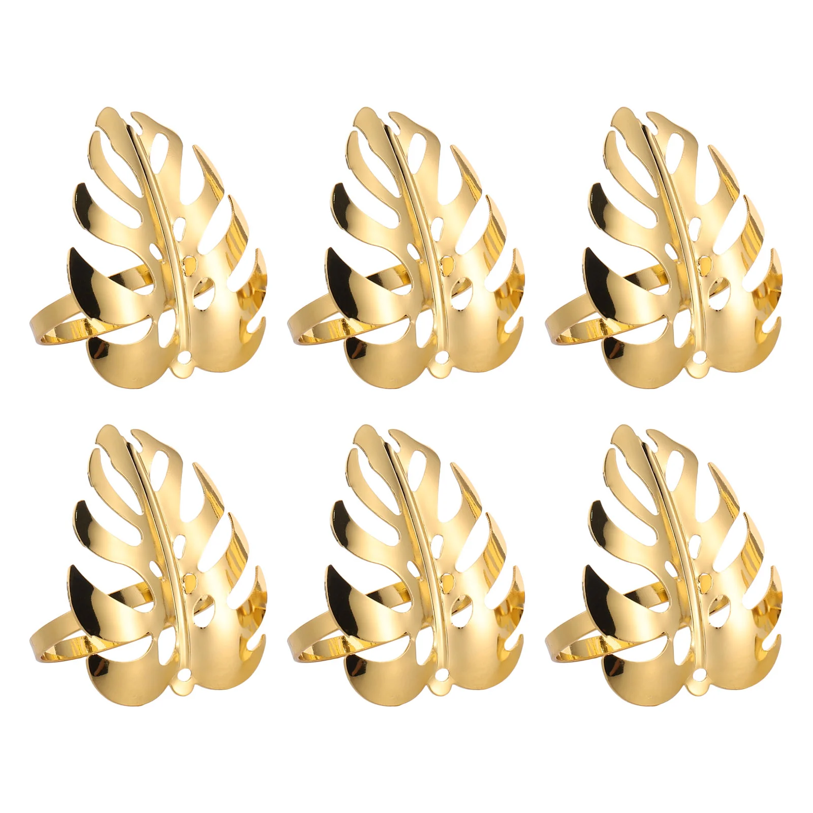 

6 Pcs Monstera Leaf Napkin Rings Alloy Decorative Buckle Festival Elegant Banquet Dinner