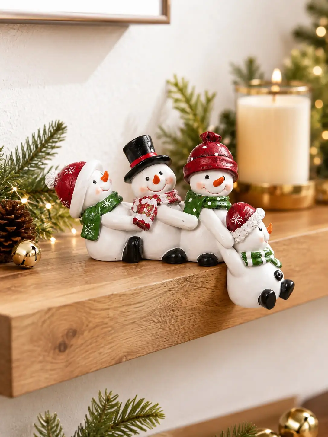 1pc Christmas Snowman Figurine, Cute Resin Snowman Desktop Edge Decor, Holiday Winter Vacation Decoration, Suitable For Fireplace Mantel, Windowsill, Bookshelf, Entryway Table, Office Desk, Christmas Party Display, Farmhouse Home Decor And Seasonal Gift