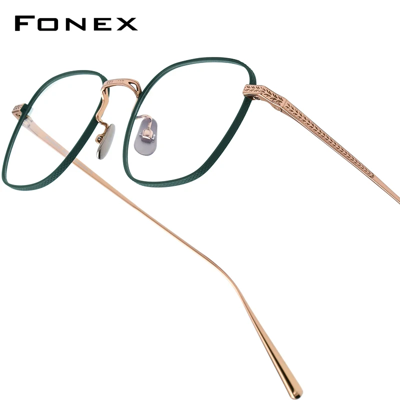 FONEX Titanium Glasses Frame Women New Trendy Brand Design Vintage Retro Square Eyeglasses Men Japanese Ultralight Eyewear N015R