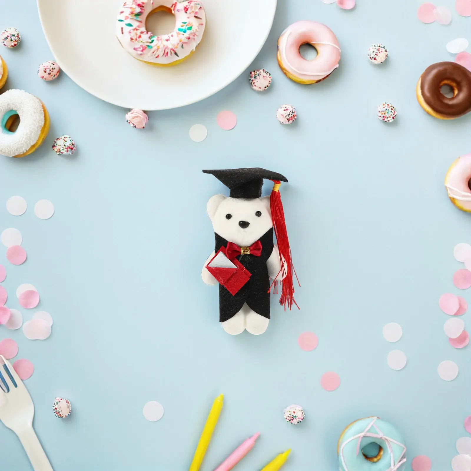 

14Pcs Mini Graduation Bear Stuffed Animal Flower Bouquet Graduation Season Party Decoration Stuffed Doctor Bear Toy