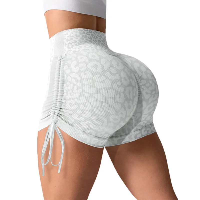 النساء عالية الخصر اليوغا السراويل الجانب الرباط مثير ليوبارد طباعة السراويل الرياضية رياضة الجري طماق تجريب السراويل #4