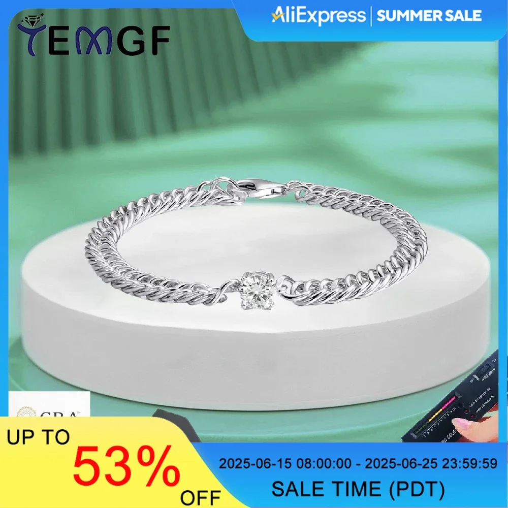 

Браслет TEMGF с муассанитом цвета D, 6,5 мм, стерлинговое серебро 925 пробы, классические сверкающие браслеты, белое/розовое золото, покрытие, 15-19 см на выбор