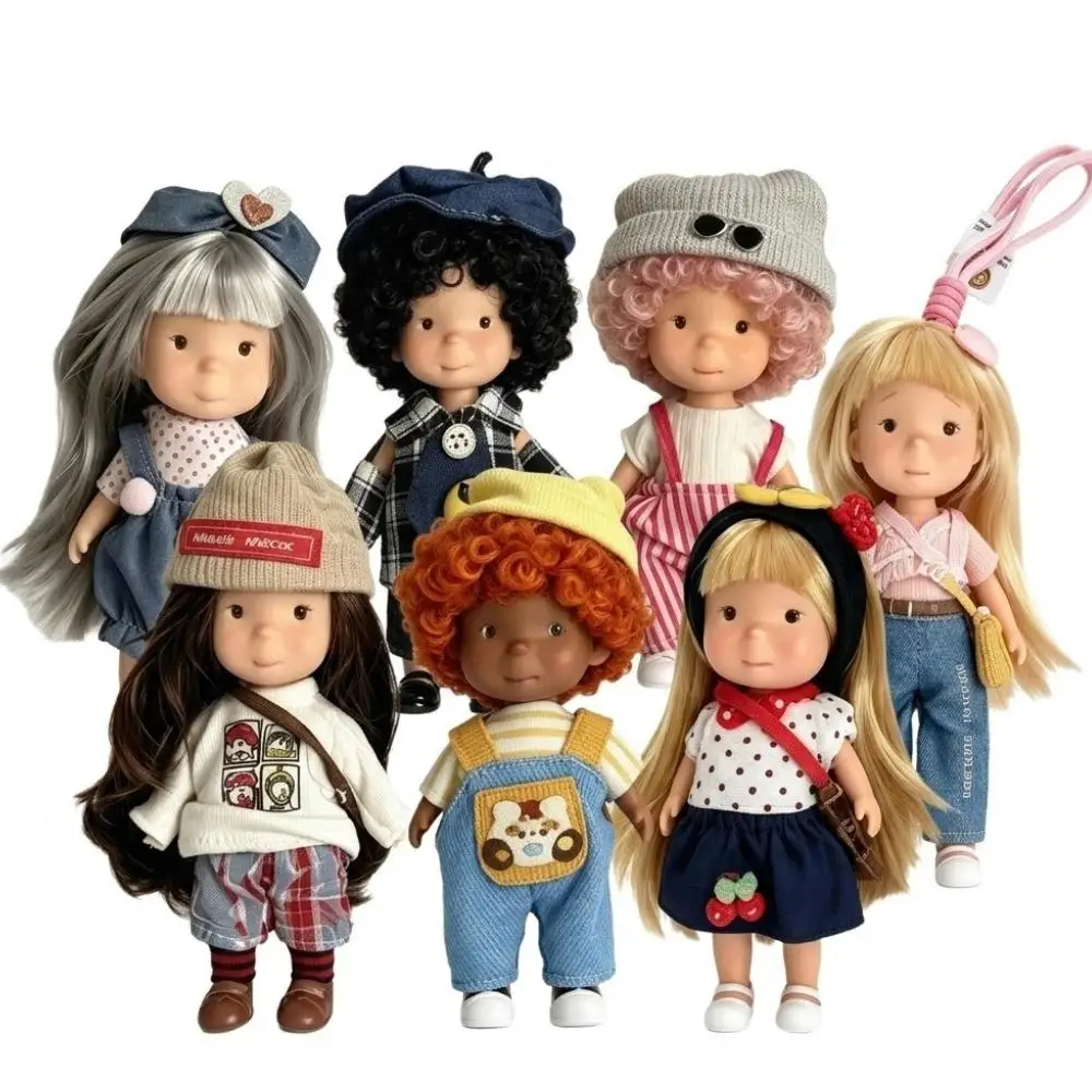 Mini Little Potato Doll Hanger Set Doll Schoolbag Key Pendant Figure Keychain Backpack Ornament Cartoon Doll Decor Gift