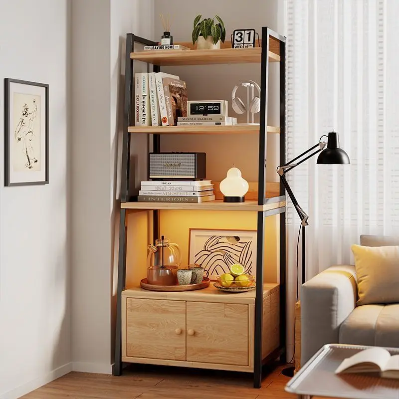 HYS trapezoidal shelf floor-to-ceiling locker multi-layer storage wrought iron bookshelf household living room shelf display