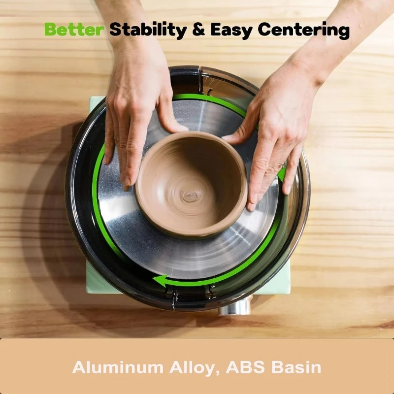 Electric Aluminum Alloy Pottery Wheel Adjustable Speed Mini Pottery Machine DIY Pottery Shaping Machine