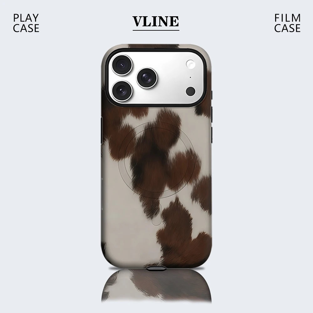 Warmbraune Fell-Handyhülle mit Magnetfunktion für iPhone 17 16 15 14 13 Pro Max Plus – Robuste Einzel- und Doppelschicht-Hülle