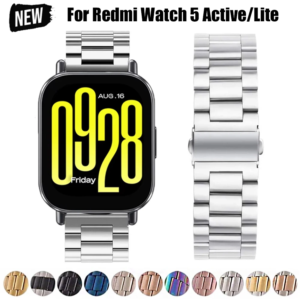 Metal Bracelet  For Redmi Watch 5 Active Band Stainless Steel Business Correa For Redmi Watch 5 Lite Watchband 22mm Accessories