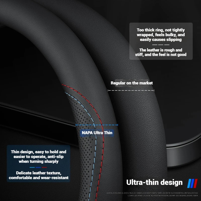 Protector de cuero transpirable para volante de coche, antideslizante, 38Cm, para Mazda 23 CX5 CX30 CX8 CX3 Mazda2 6 5 CX9 BT50 MX5, accesorios para coche