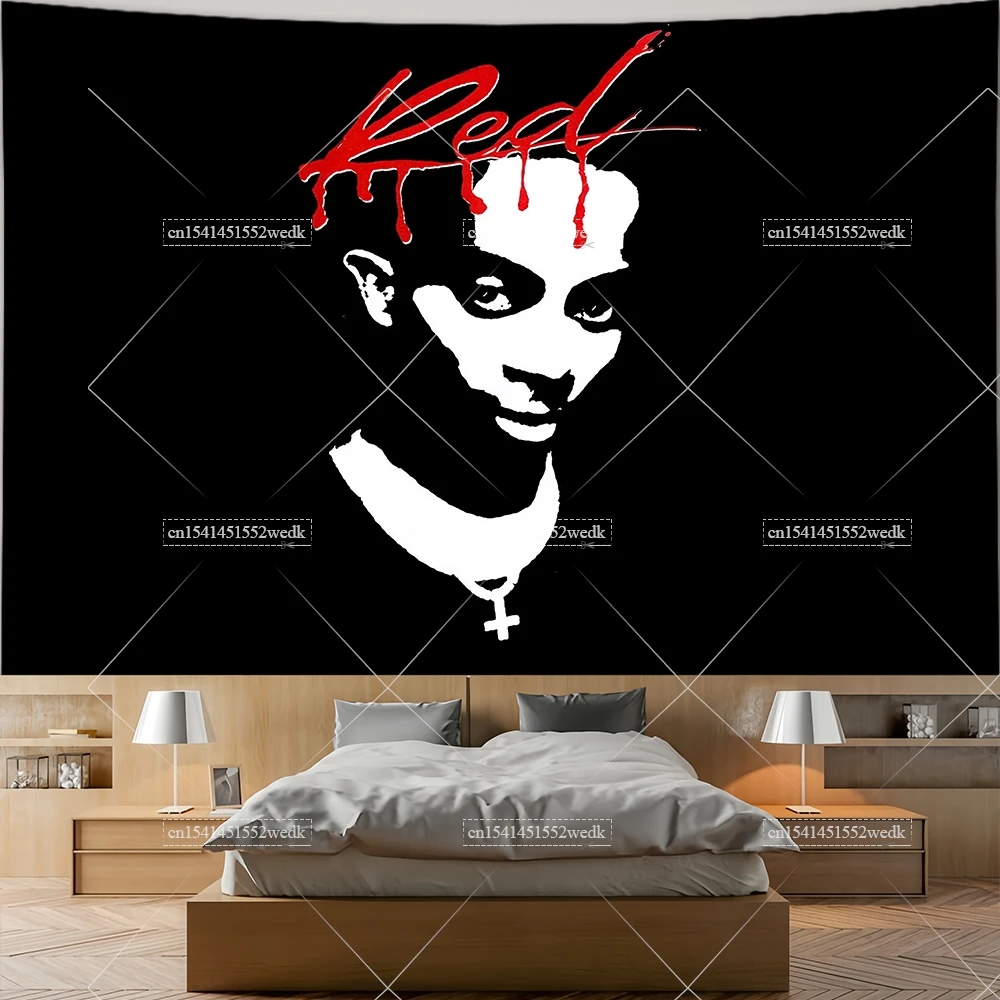 Playboi Carti Whole Lotta Red Flag Wall Hanging Tapestry Aesthetic Room Decoration Hippop Rapper Album Posters Art Tapestries