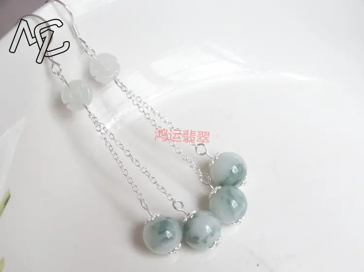 925 Silver Natural Emerald Floating Flowers 10mm Beads Earrings Original DIY By Hand Accessories Women Jewelry Amulet Gifts