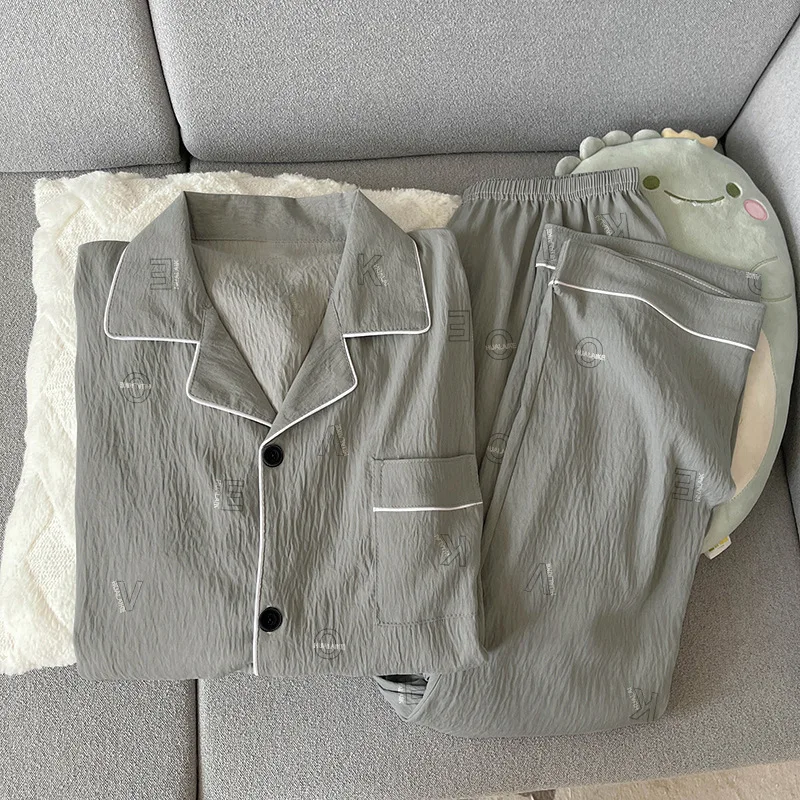 Spring/Autumn Season Long-Sleeved Youthful Men's Pyjamas High-Quality Cloud Cotton Casual Loungewear Fashionable Plus Size Set