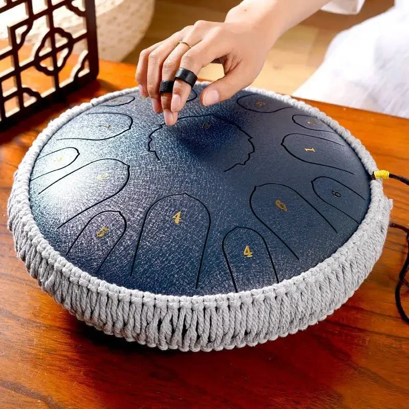 Steel Tongue Drum 13/14 Inch 15 Notes D Major Ethereal Drums Yoga Meditation Sound Healing Beginner Music Drums with Accessories