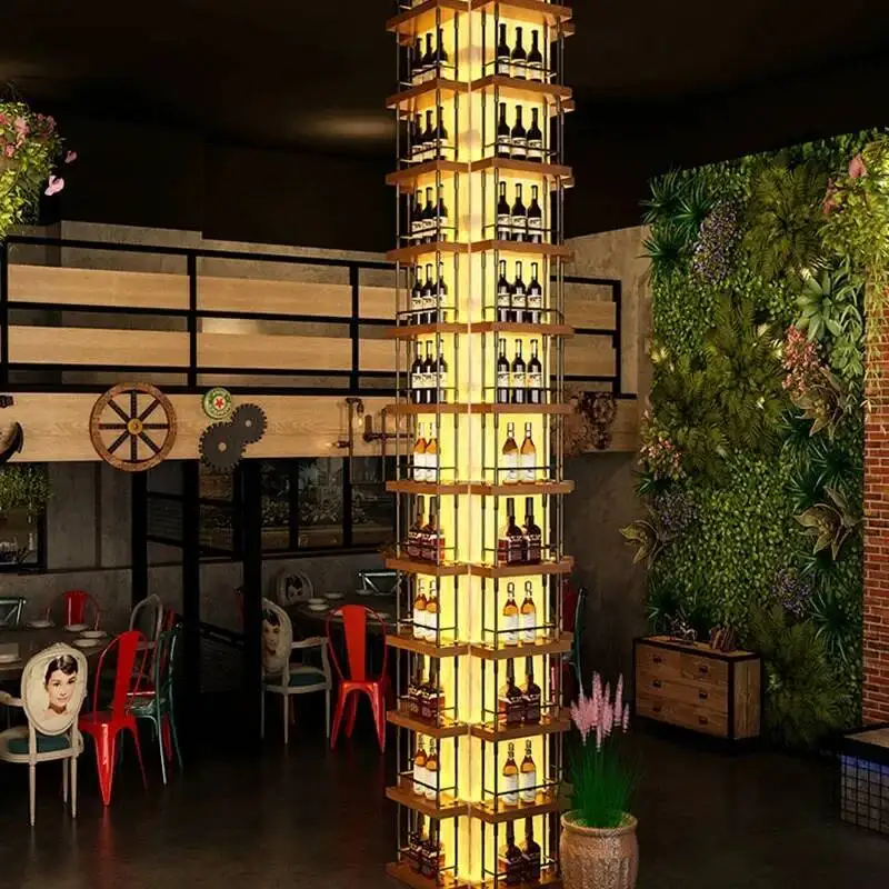 Salão de armazenamento armários de vinho barra prateleira garrafa buffet restaurante metal rack vinho comercial moderno armário vitre exibição