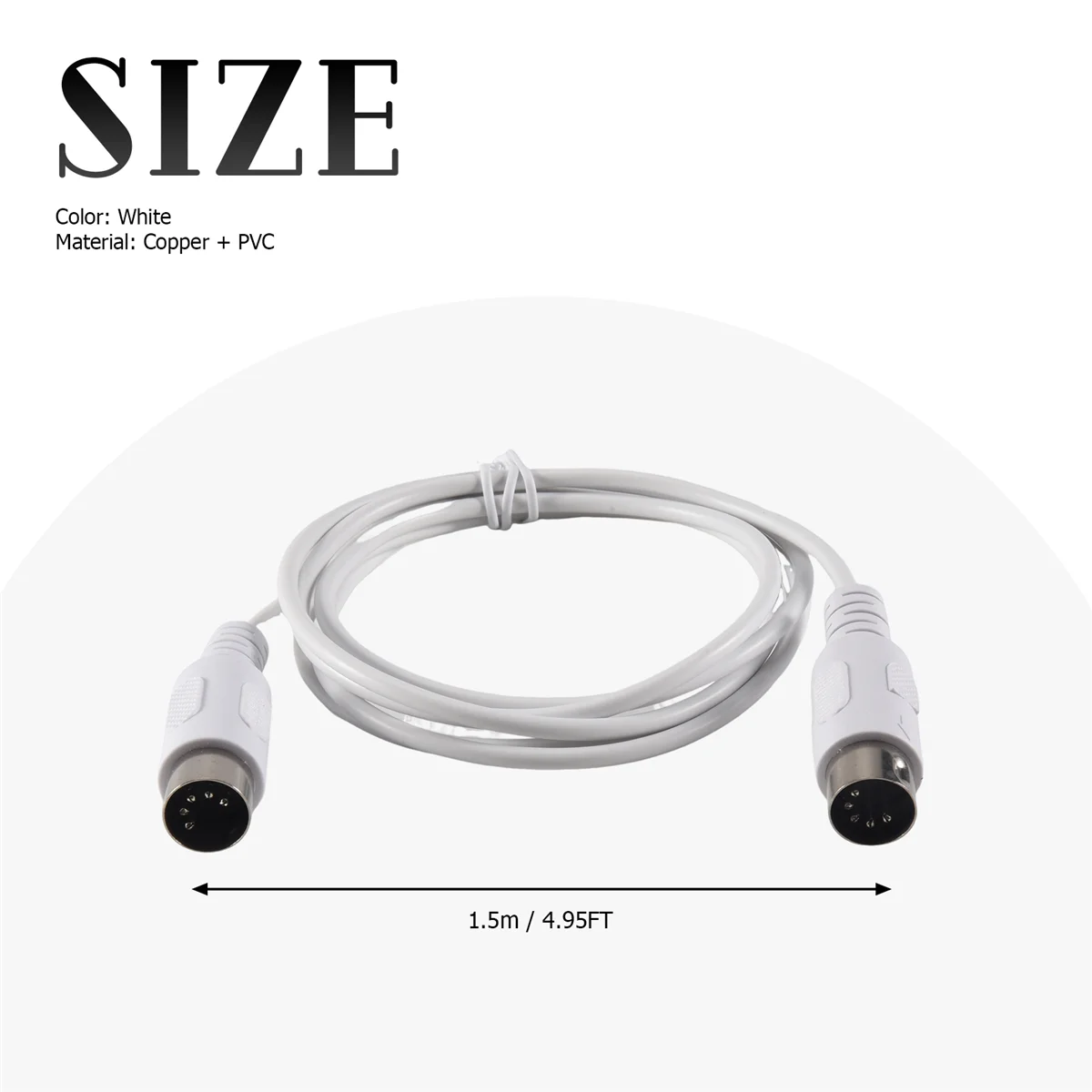 MIDI Extension Cable to Male 5 Pin 1.5/4.95FT High Quality 5 Pin Male to 5 Pin Male MIDI Extension Cable
