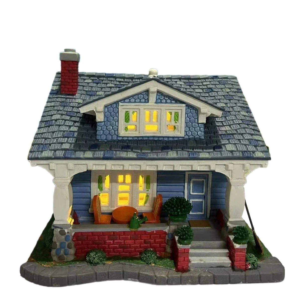 Lemax Ceramic Hand Painted Lamp House Miniature Version of European Building Home Furnishing Room Ornaments Home Decoration Gift