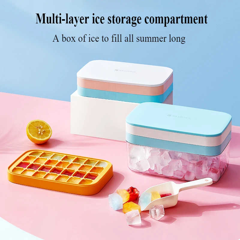 

Ice cube mold large-capacity food-grade silicone ice compartment home ice box with lid refrigerator freezing ice cube goddess