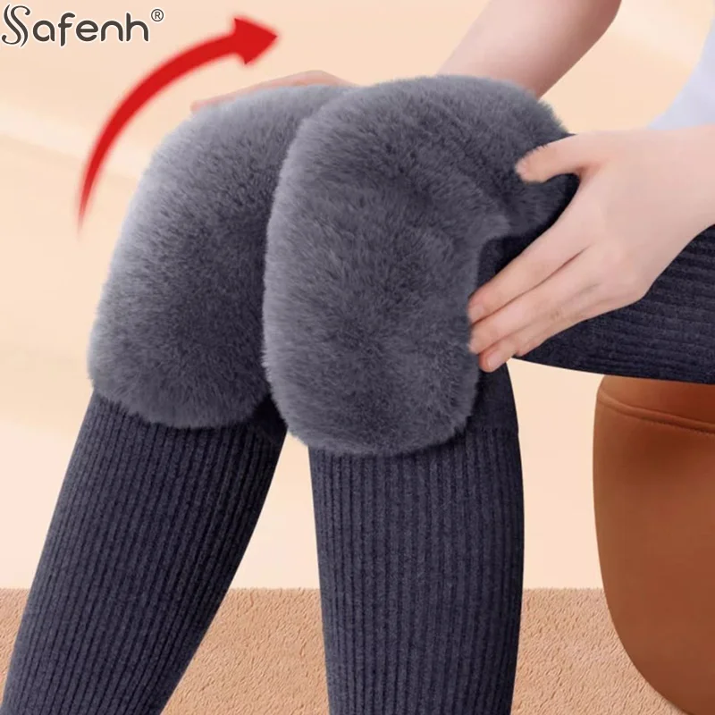 1 paio di ginocchiere in cashmere di pelliccia di coniglio nero, grigio inverno anziani gamba fredda artriti ginocchiera termica tenere al caldo protezione del ginocchio spessa